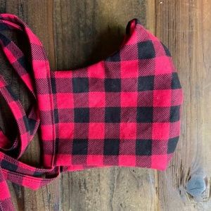 Cotton Face Mask Red Black Check w/ Filter Spot